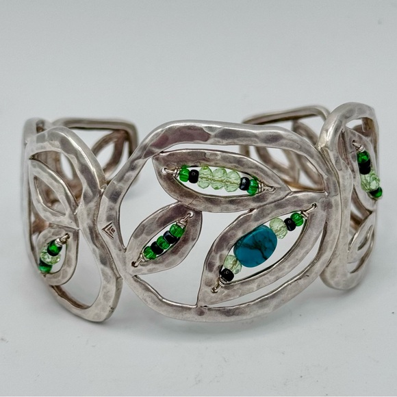 Silpada B2182 Cuff Bracelet, Garden Party, Sterling Silver, Turquoise  & bead - Picture 4 of 7
